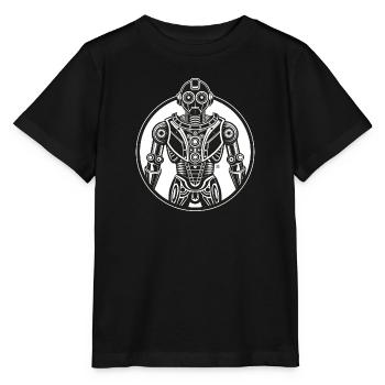 Robot Retro Circular - Stanley/Stella MINI CREATOR Kids’ T-Shirt - black - Front - Mikhail (115cm)