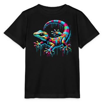 Gecko - T-shirt bio MINI CREATOR Stanley/Stella Enfant - noir - Devant - Mikhail (115cm)
