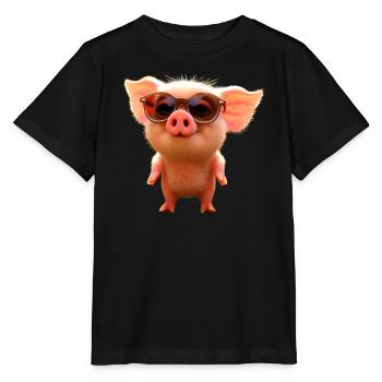 Cochon domestique Cochon Cochon Porcelet Cochon - T-shirt bio MINI CREATOR Stanley/Stella Enfant - noir - Devant - Mikhail (115cm)