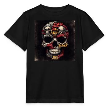 Crâne en métal lourd - T-shirt bio MINI CREATOR Stanley/Stella Enfant - noir - Devant - Mikhail (115cm)