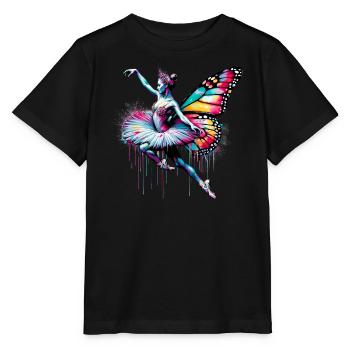 Ballerine avec des ailes de papillon papillons tutu - T-shirt bio MINI CREATOR Stanley/Stella Enfant - noir - Devant - Mikhail (115cm)