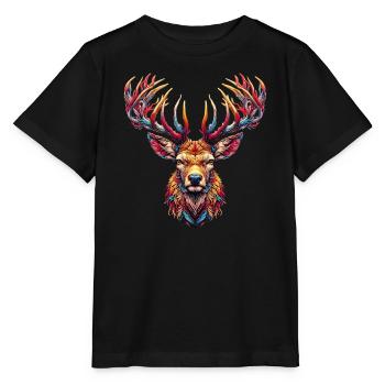 Cerf - T-shirt bio MINI CREATOR Stanley/Stella Enfant - noir - Devant - Mikhail (115cm)
