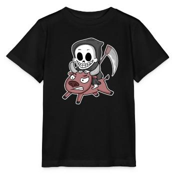 Motif de la vache de la faucheuse - T-shirt bio MINI CREATOR Stanley/Stella Enfant - noir - Devant - Mikhail (115cm)