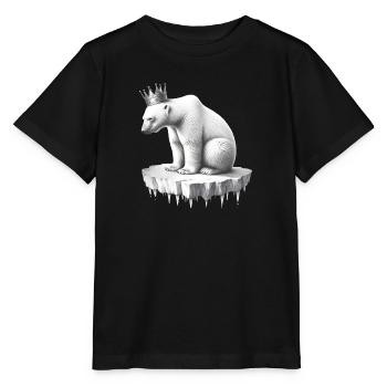 Ours polaire avec une couronne sur la banquise faune arctique - T-shirt bio MINI CREATOR Stanley/Stella Enfant - noir - Devant - Mikhail (115cm)