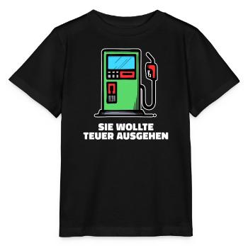Benzin Diesel Statement Tanken Zapfsäule Strom - Stanley/Stella Kinder T-Shirt MINI CREATOR  - Schwarz - Vorne - Mikhail (115cm)