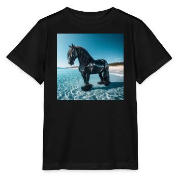 Cheval dans l’eau - T-shirt bio MINI CREATOR Stanley/Stella Enfant - noir - Devant - Mikhail (115cm)