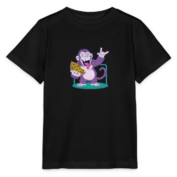 Pizza: Monkey makes it better! - Stanley/Stella MINI CREATOR Kids’ T-Shirt - black - Front - Mikhail (115cm)