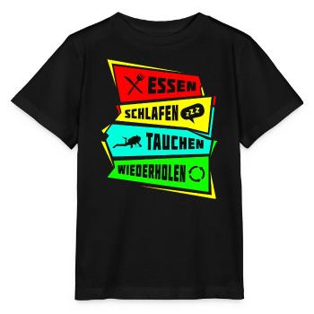 Essen Schlafen Tauchen wiederholen - Stanley/Stella Kinder T-Shirt MINI CREATOR  - Schwarz - Vorne - Mikhail (115cm)
