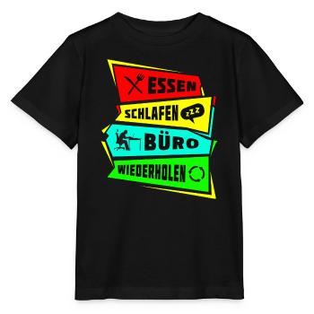 Essen Schlafen Büro wiederholen - Stanley/Stella Kinder T-Shirt MINI CREATOR  - Schwarz - Vorne - Mikhail (115cm)