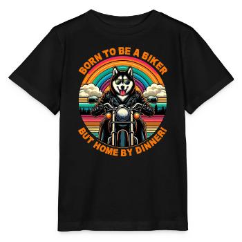 Geboren, um ein Biker zu sein: Husky Rider Adventure - Stanley/Stella Kinder T-Shirt MINI CREATOR  - Schwarz - Vorne - Mikhail (115cm)