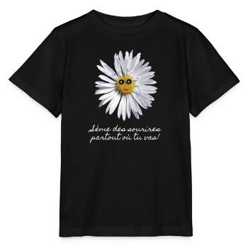 Pâquerette Souriante - T-shirt bio MINI CREATOR Stanley/Stella Enfant - noir - Devant - Mikhail (115cm)