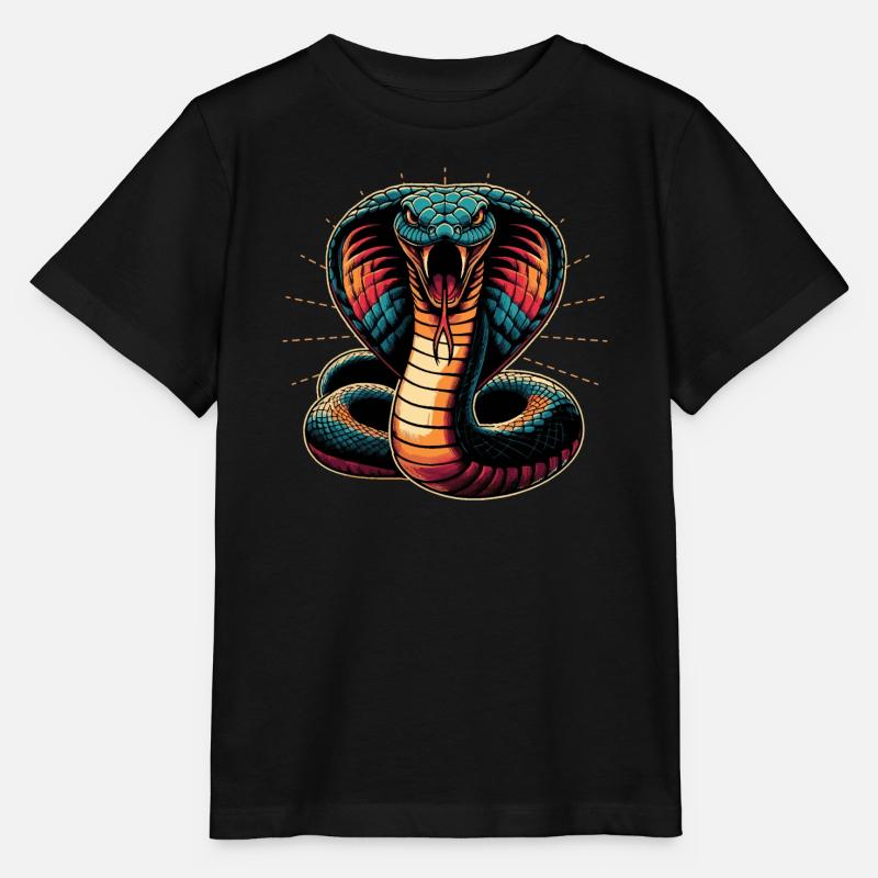 dynamisches und farbenfrohes Cobra-Schlangen Motiv - Stanley/Stella Kinder T-Shirt MINI CREATOR  - Schwarz