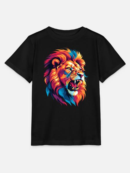 Mehrfarbiger Löwe - Stanley/Stella Kinder T-Shirt MINI CREATOR  - Schwarz