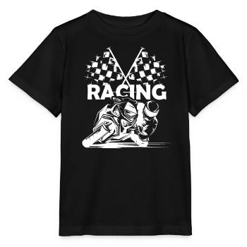 Symbole de course de moto Drapeau à damier Logo de piste de course - T-shirt bio MINI CREATOR Stanley/Stella Enfant - noir - Devant - Mikhail (115cm)