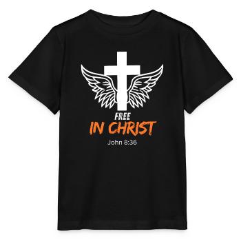 Religiöse Symbolik mit Engelsflügeln - Stanley/Stella Kinder T-Shirt MINI CREATOR  - Schwarz - Vorne - Mikhail (115cm)