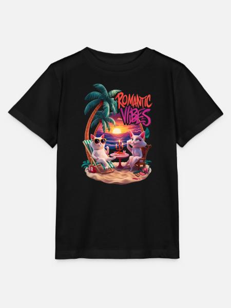 Romantischer Strandkater - Stanley/Stella Kinder T-Shirt MINI CREATOR  - Schwarz