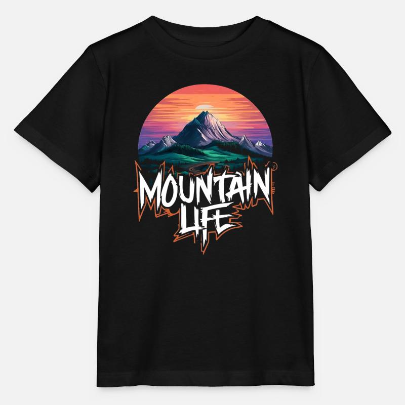 Lune de montagne à couper le souffle avec coucher de soleil - T-shirt bio MINI CREATOR Stanley/Stella Enfant - noir