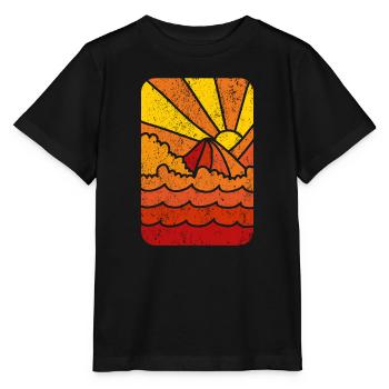 Retro Marine Sunset - Stanley/Stella Kinder T-Shirt MINI CREATOR  - Schwarz - Vorne - Mikhail (115cm)