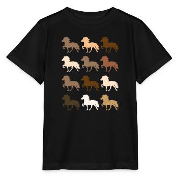 Cheval islandais - T-shirt bio MINI CREATOR Stanley/Stella Enfant - noir - Devant - Mikhail (115cm)