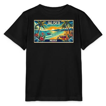 Jalisco Mexico beach palm design - Stanley/Stella MINI CREATOR Kids’ T-Shirt - black - Front - Mikhail (115cm)
