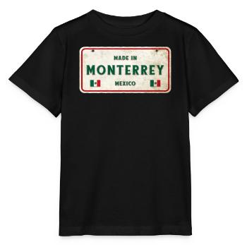 Monterrey Mexiko Vintage Schild Design - Stanley/Stella Kinder T-Shirt MINI CREATOR  - Schwarz - Vorne - Mikhail (115cm)