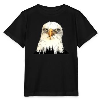Adlerkopf Illustration mit intensivem Blick - Stanley/Stella Kinder T-Shirt MINI CREATOR  - Schwarz - Vorne - Mikhail (115cm)