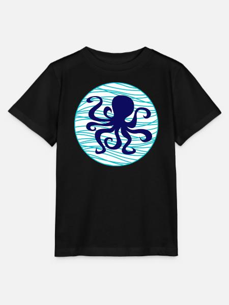 Oktopus Wasser Tintenfisch Wellen See Meer maritim - Stanley/Stella Kinder T-Shirt MINI CREATOR  - Schwarz