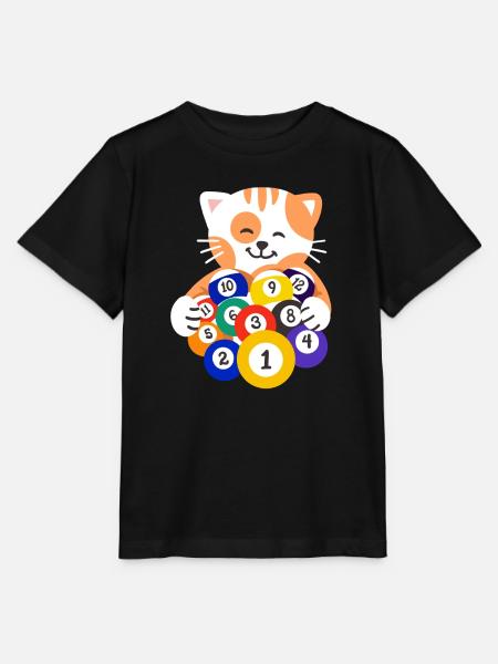 Billard Billardspieler Katze - Stanley/Stella Kinder T-Shirt MINI CREATOR - Schwarz