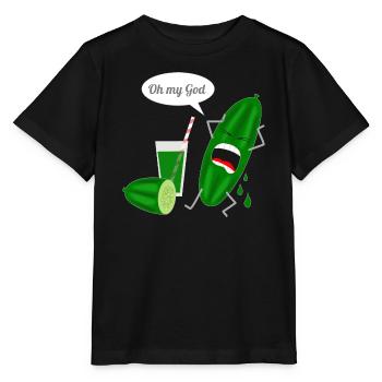 Humorvolles Gurkendesign mit Schrei - Stanley/Stella Kinder T-Shirt MINI CREATOR  - Schwarz - Vorne - Mikhail (115cm)