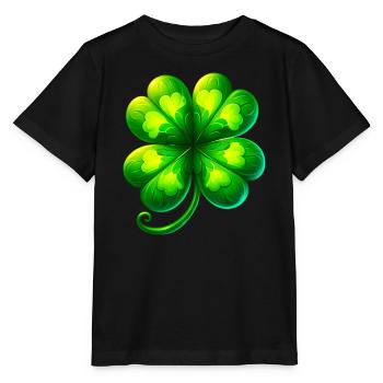 Trèfle à quatre feuilles - T-shirt bio MINI CREATOR Stanley/Stella Enfant - noir - Devant - Mikhail (115cm)