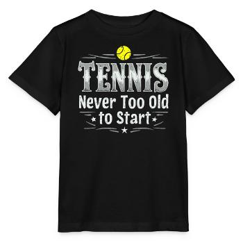Tennis T-Shirt Never Too Old To Start - Stanley/Stella Kinder T-Shirt MINI CREATOR  - Schwarz - Vorne - Mikhail (115cm)