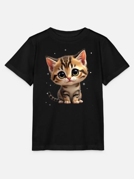 Kätzchen Sternchen Motiv - Stanley/Stella Kinder T-Shirt MINI CREATOR  - Schwarz