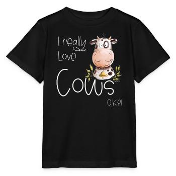 I Really Love Cows I Kuh Kühe Rind - Stanley/Stella MINI CREATOR Kids’ T-Shirt - black - Front - Mikhail (115cm)