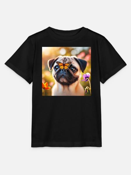 Pfiffiger Hund mit Schmetterling - Stanley/Stella Kinder T-Shirt MINI CREATOR - Schwarz