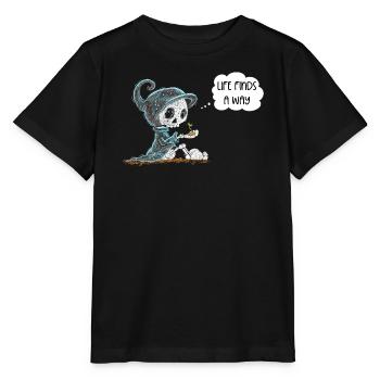 Skeleton Holding Plant Hope Rebirth Saying - Stanley/Stella MINI CREATOR Kids’ T-Shirt - black - Front - Mikhail (115cm)