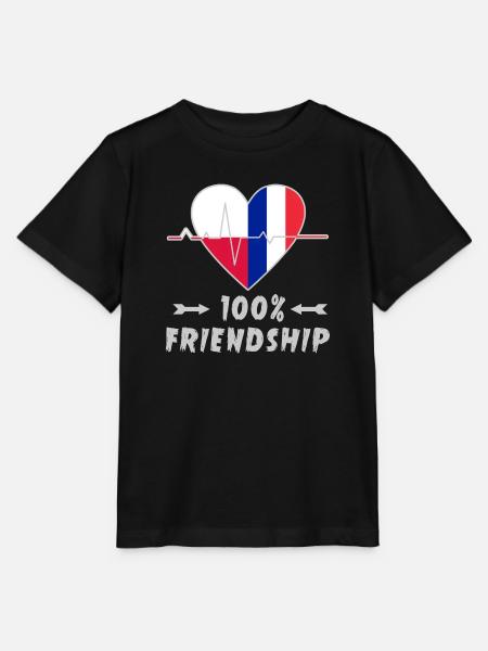 Polska i Francja 100% przyjaźni - Koszulka dziecięca Stanley/Stella MINI CREATOR - czarny