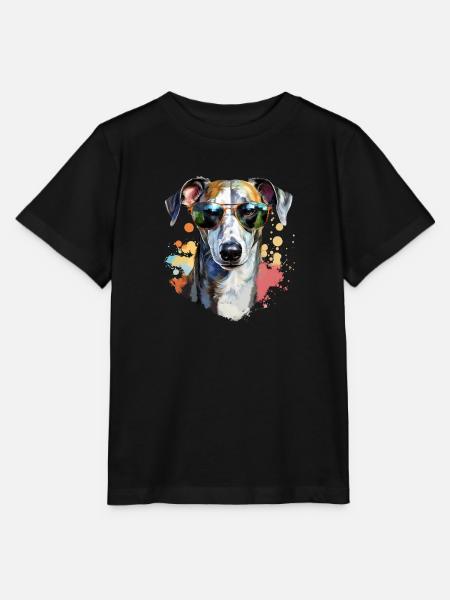 Greyhound mit Sonnenbrille - Stanley/Stella Kinder T-Shirt MINI CREATOR  - Schwarz