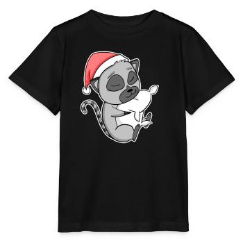 Lemuren Niedlich Müde Ausschlafen Weihnachten - Stanley/Stella Kinder T-Shirt MINI CREATOR  - Schwarz - Vorne - Mikhail (115cm)