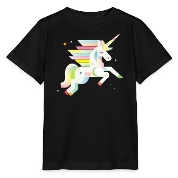 Delicate Geometric Unicorn – Dreamy & Magical - Stanley/Stella MINI CREATOR Kids’ T-Shirt - black - Front - Mikhail (115cm)