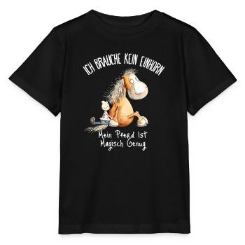 Pferd Einhorn Spruch Pferdefreunde - Stanley/Stella Kinder T-Shirt MINI CREATOR  - Schwarz - Vorne - Mikhail (115cm)