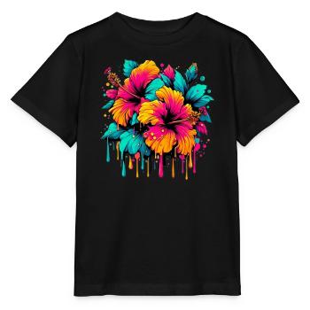 Hibiscus Flowers - Stanley/Stella MINI CREATOR Kids’ T-Shirt - black - Front - Mikhail (115cm)