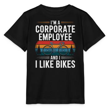 Firmenmitarbeiter, der Fahrräder mag - Stanley/Stella Kinder T-Shirt MINI CREATOR  - Schwarz - Vorne - Mikhail (115cm)