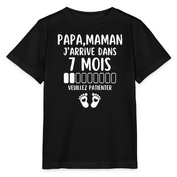 naissance, futurs parents, bébé à bord, grossesse - T-shirt bio MINI CREATOR Stanley/Stella Enfant - noir - Devant - Mikhail (115cm)
