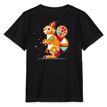 Geometrisches Eichhörnchen-farbenfroher Hingucker - Stanley/Stella Kinder T-Shirt MINI CREATOR  - Schwarz - Vorne - Mikhail (115cm)
