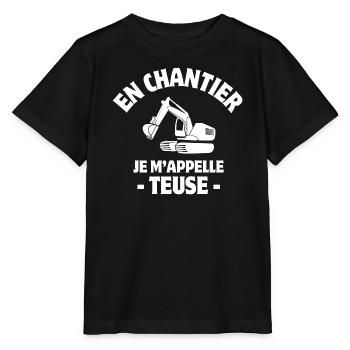 excavator, construction machinery, construction - Stanley/Stella MINI CREATOR Kids’ T-Shirt - black - Front - Mikhail (115cm)
