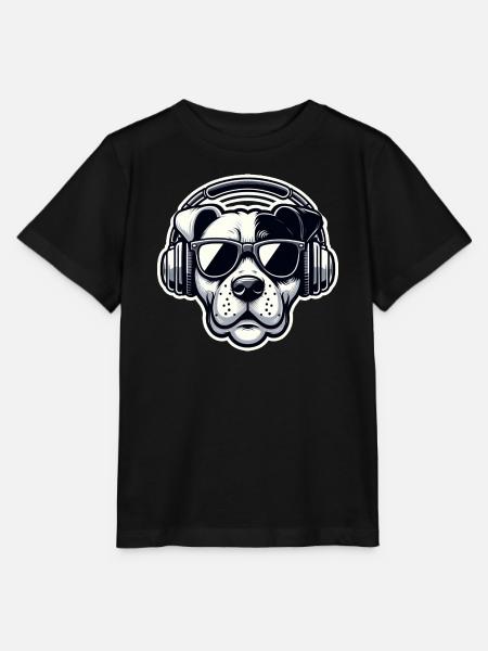 Hund Kopfhörer Brille cool - Stanley/Stella Kinder T-Shirt MINI CREATOR  - Schwarz