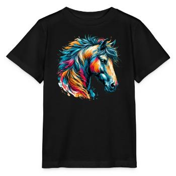 Cheval - T-shirt bio MINI CREATOR Stanley/Stella Enfant - noir - Devant - Mikhail (115cm)