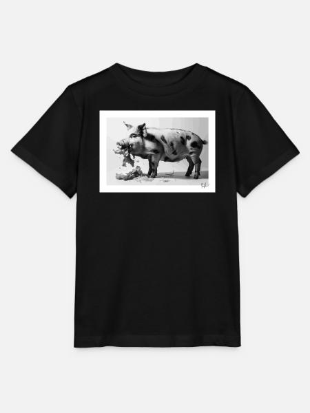 Schwein isst Salat - Stanley/Stella Kinder T-Shirt MINI CREATOR - Schwarz