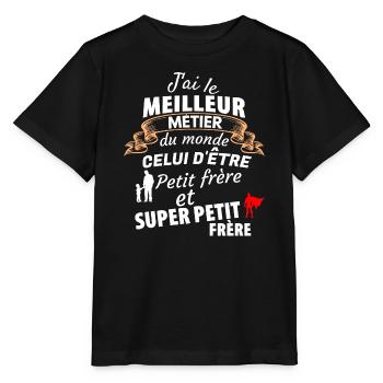 Humorvolles Zitat Bruder Super Klein - Stanley/Stella Kinder T-Shirt MINI CREATOR  - Schwarz - Vorne - Mikhail (115cm)