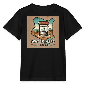 Wasser ist Leben – Kenia Brunnen - Stanley/Stella Kinder T-Shirt MINI CREATOR  - Schwarz - Vorne - Mikhail (115cm)